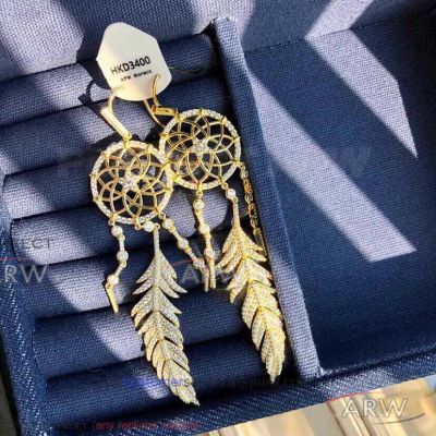 AAA APM Monaco Jewelry Replica - Diamond Paved Feather Earrings In All Gold